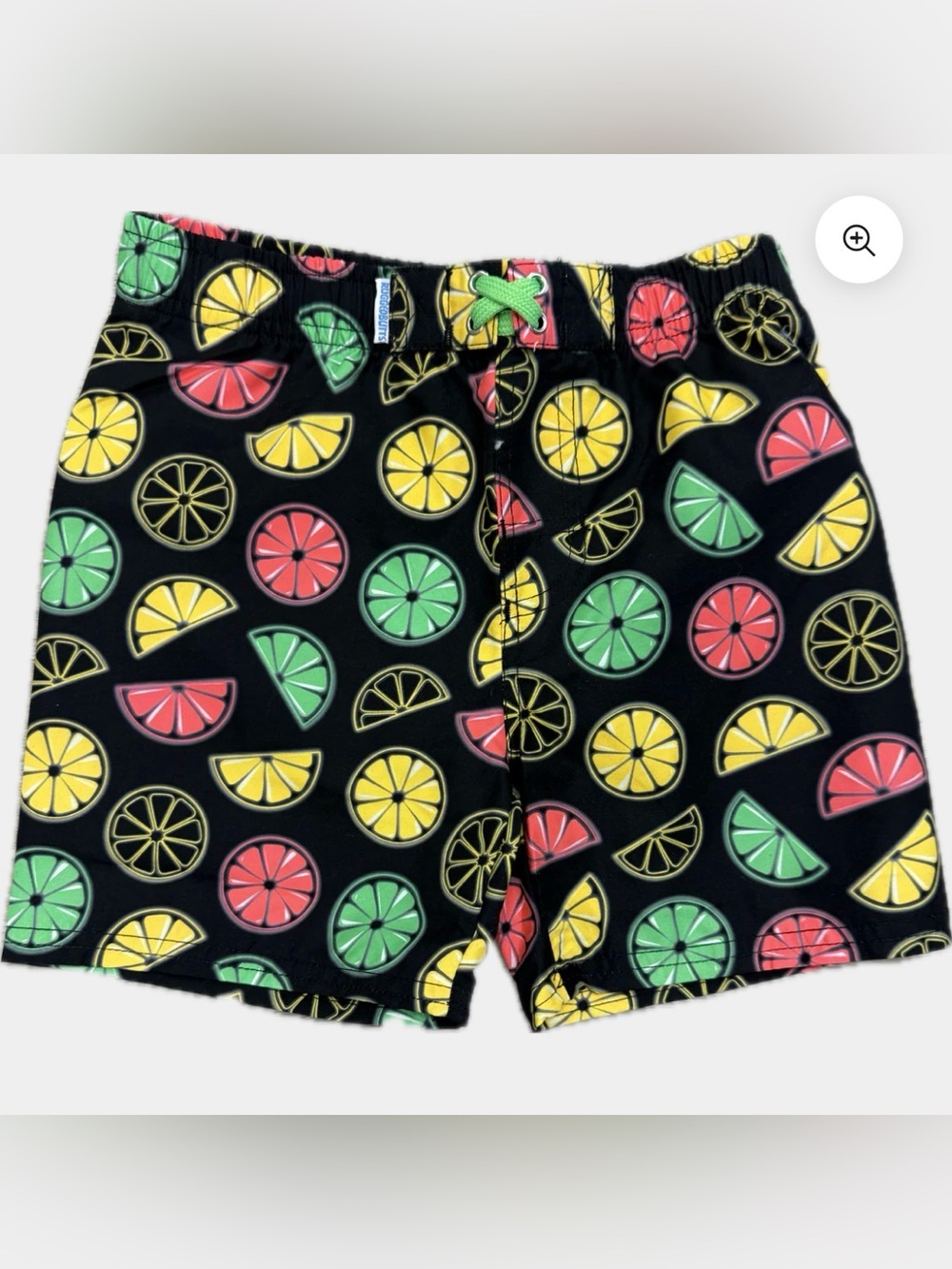 NWT RUGGEDBUTTS NEON BLACK CITRUS SWIM TRUNKS